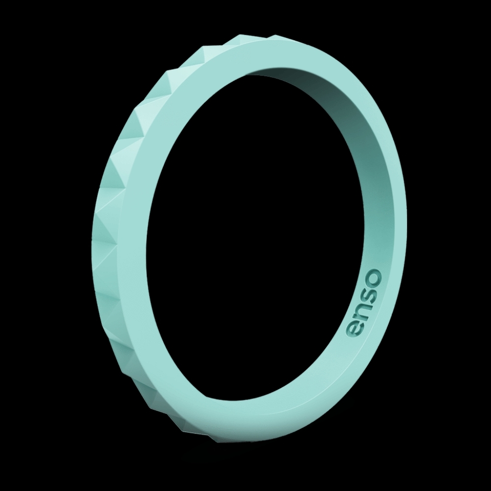 ENSO Size 7 Pyramid Stackable Silicone Ring - Turquoise